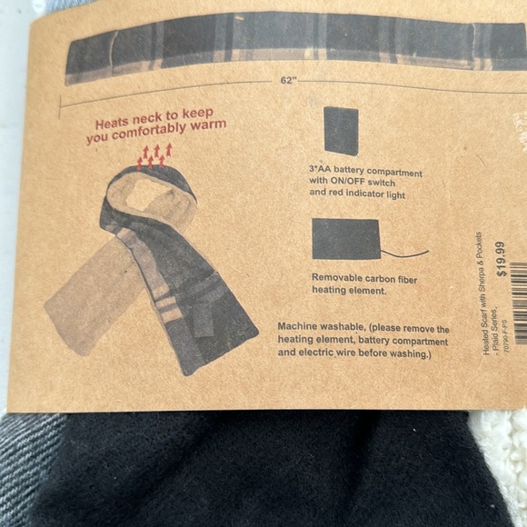 The Paper Store Mia & Tess Plaid Heated Scarf • Black + Grey Buffalo Check - Picture 5 of 6